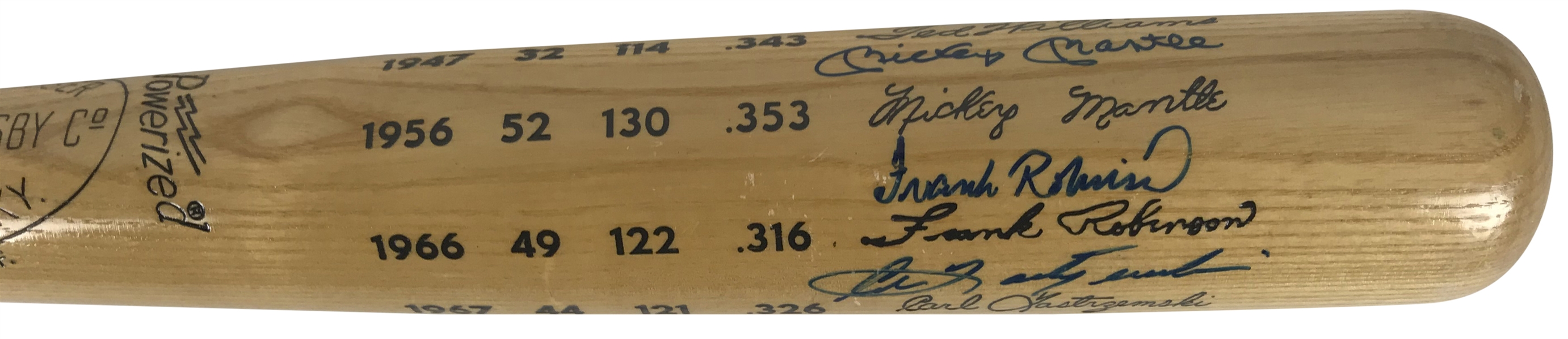 Triple Crown Winners Signed Baseball Bat w/ Mantle, Williams & Others! (Beckett/BAS Guaranteed)