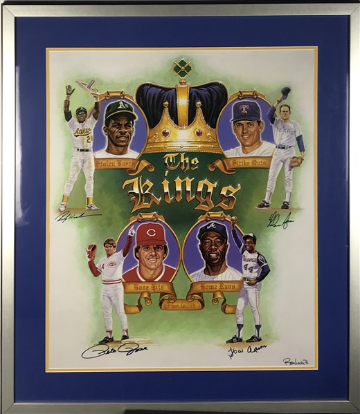 "The Kings" Signed Limited Edition Ron Lewis Lithograph w/ Ryan, Aaron, Rose & Henderson! (Beckett/BAS Guaranteed)