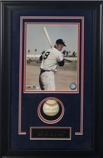 Ted Williams Signed & Framed OAL Baseball Display (Beckett/BAS Guaranteed)