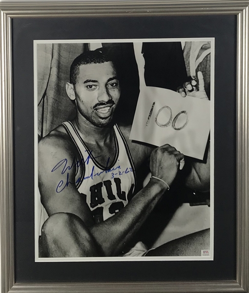 Wilt Chamberlain Impressive Signed & Inscribed 16" x 20" 100 Point Game Photograph (PSA/DNA)