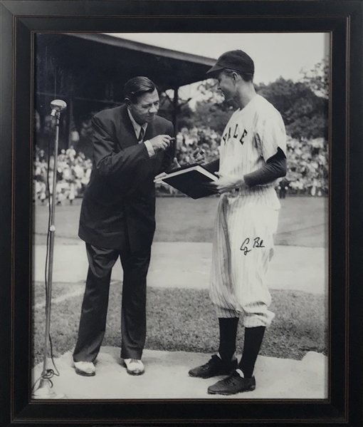 President George H.W. Bush Signed 16" x 20" Yale Photograph w/ Babe Ruth! (Beckett/BAS Guaranteed)