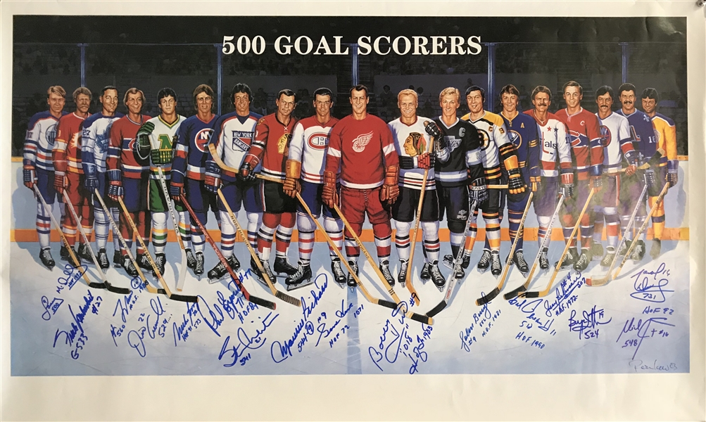 500 Goal Scorers Multi-Signed Ron Lewis Lithograph w/ Rare Inscriptions! (Beckett/BAS Guaranteed)