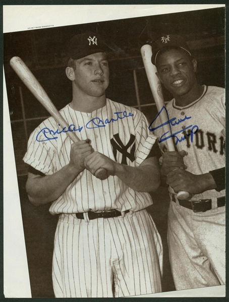 Mickey Mantle & Willie Mays Dual Signed 8" x 11" Magazine Photograph (Beckett/BAS Guaranteed)