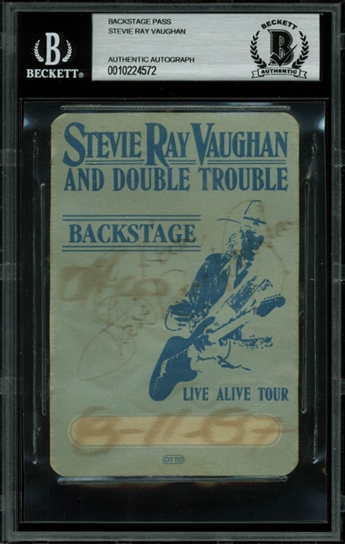 Stevie Ray Vaughan Signed Backstage Pass (BAS/Beckett Encapsulated)