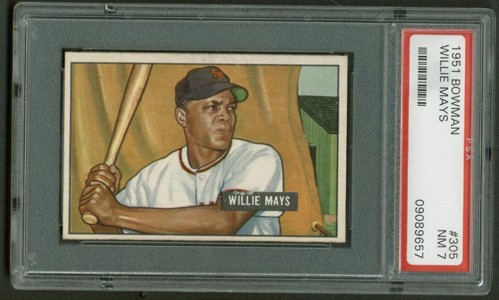 1951 Bowman Willie Mays #305 Rookie Card - PSA Graded NM 7!