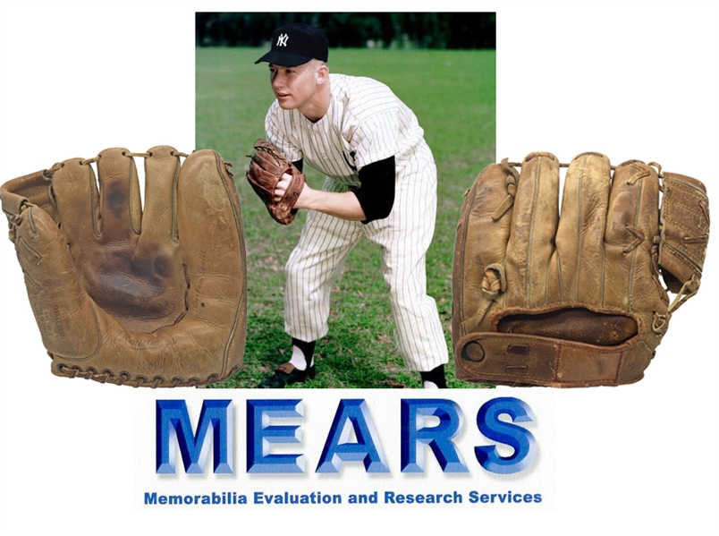 Mickey Mantle Triple Crown-Era 1954-56 Personal Model MM Baseball Glove w/ Heavy Use! (Mears)