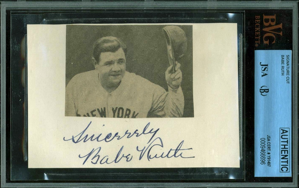 Babe Ruth Superbly Signed 3.5" x  5" Album Page (JSA Encapsulated)