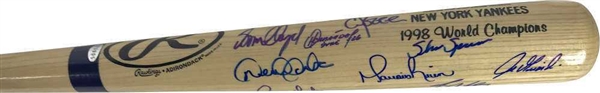 1998 New York Yankees Vintage Team Signed Baseball Bat w/ Jeter & Rivera! (Steiner Sports)
