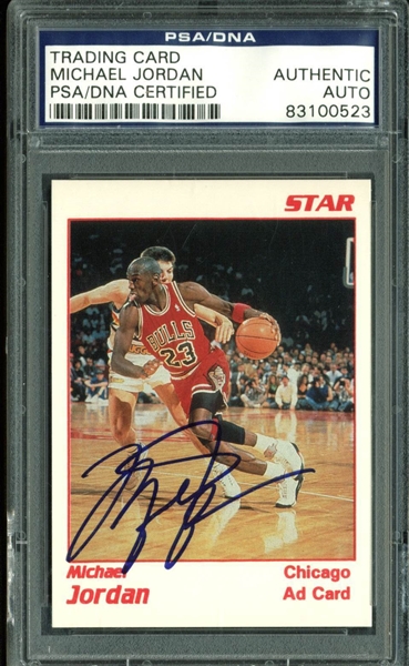 Michael Jordan Signed 1990-91 Star Ad Card (PSA/DNA Encapsulated)
