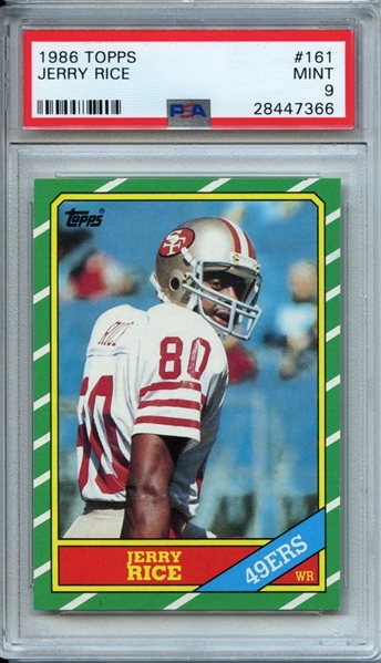 Jerry Rice 1986 Topps Rookie Card - PSA Graded MINT 9!