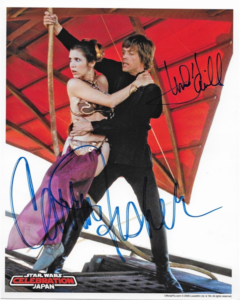 Star Wars: Carrie Fisher & Mark Hamill Dual Signed 8" x 10" Color Photo from "Return of the Jedi" (Beckett/BAS Guaranteed)