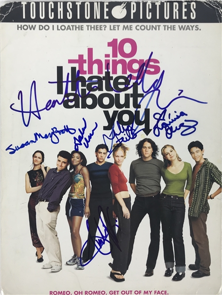 "10 Things I Hate About You" Cast Signed 8.5" x 11" Promo Print with Heath Ledger! (Beckett/BAS Guaranteed)