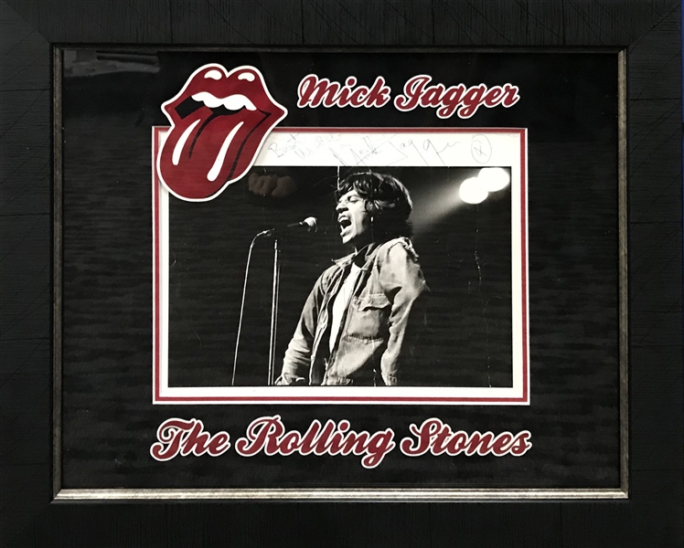 The Rolling Stones: Mick Jagger Vintage Signed & Framed Original Type 1 On-Stage 10.5" x 13.5" Photo (Beckett/BAS Guaranteed)