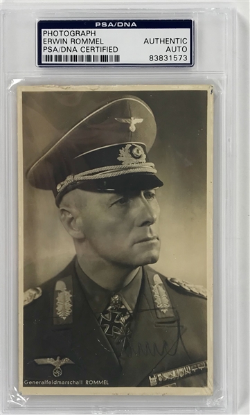 WWII: Erwin Rommel Signed 3.5" x 5.5" Portrait Photograph (PSA/DNA Encapsulated)
