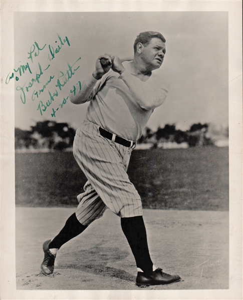 Babe Ruth Signed 8" x 10" Black & White Magazine Photograph Days Prior to Babe Ruth Day! (PSA/DNA)