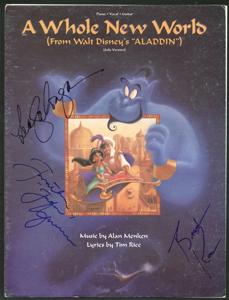 Aladdin Cast Signed Song Booklet w/ Kane, Freeman & Salonga! (Beckett/BAS)