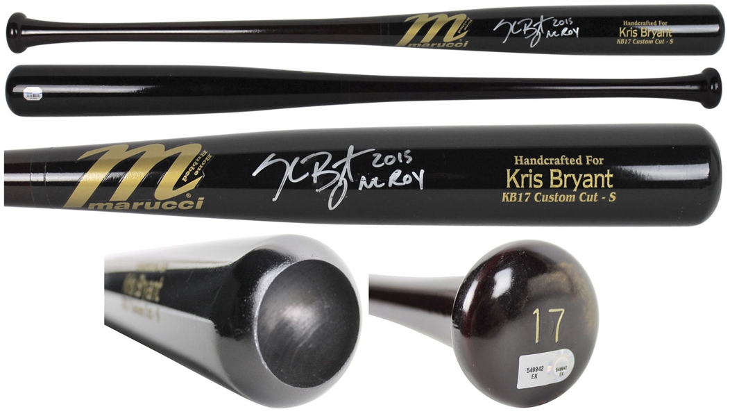Kris Bryant Signed Personal Model KB17 Baseball Bat w/ "2015 NL ROY" Inscription (MLB & Fanatics)