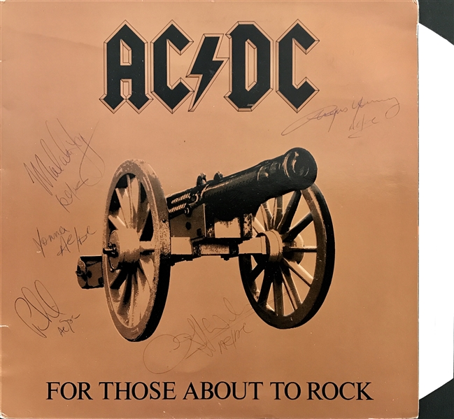 AC/DC Vintage Group Signed "For Those About To Rock" Album w/ 5 Signatures! (Beckett/BAS Guaranteed)