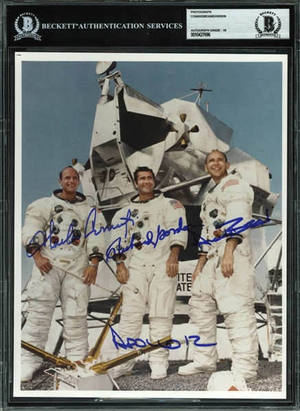 Apollo 12 Crew Signed 8" x 10" Photograph w/ Alan Conrad, Alan Bean & Richard Gordon (BAS/Beckett Graded GEM MINT 10!)