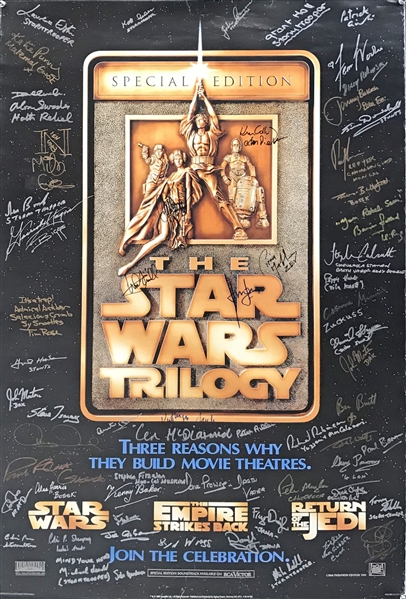 Star Wars Impressive Cast Signed Trilogy Poster w/ Ford, Fisher, 50+ Others! (Beckett/BAS)