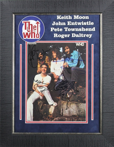 The Who Early Group Signed Photo w/ Keith Moon in Custom Framed Display - One of the Only Color Full Group Signed Images in Existence! (PSA/DNA