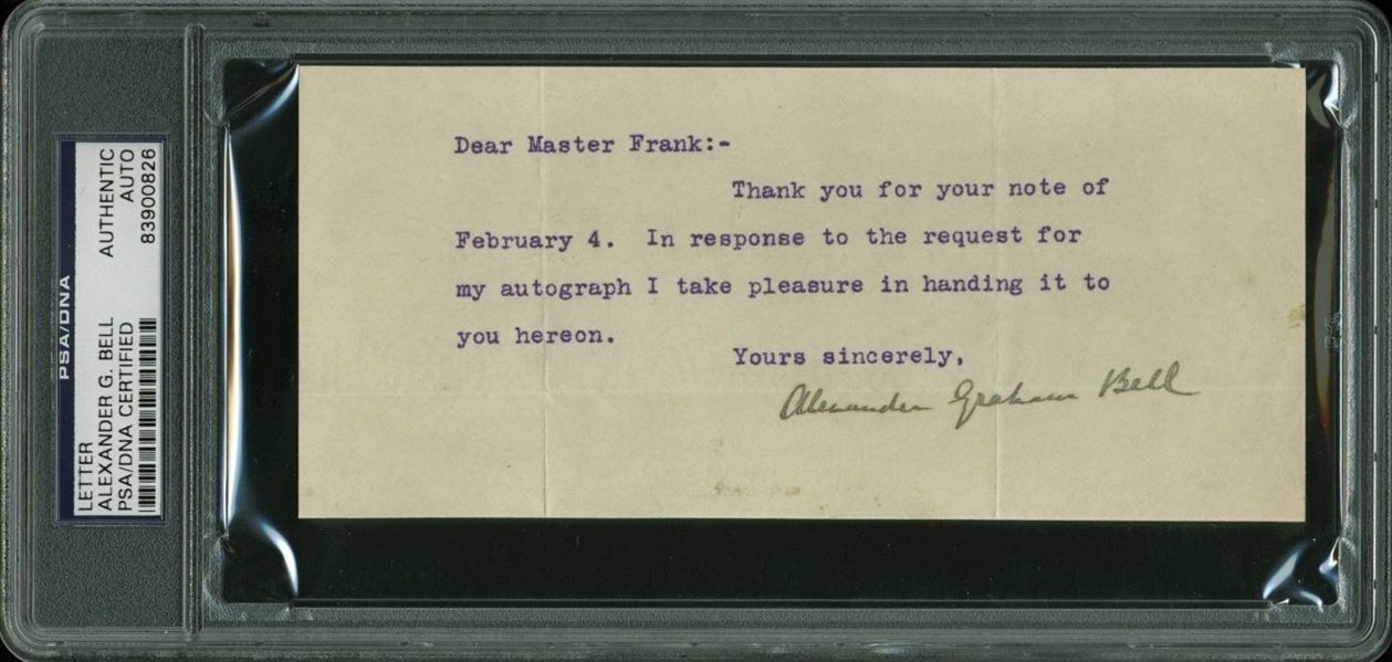 Alexander Graham Bell Hand Signed & Typed Note (PSA/DNA Encapsulated)