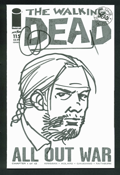 Charlie Adlard Signed "The Walking Dead #115" Comic Book w/ Sketch (BAS/Beckett Encapsulated)