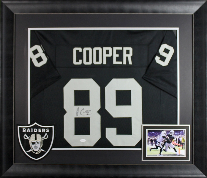 Amari Cooper Signed Oakland Raiders Style Jersey in Custom Framed Display (JSA)
