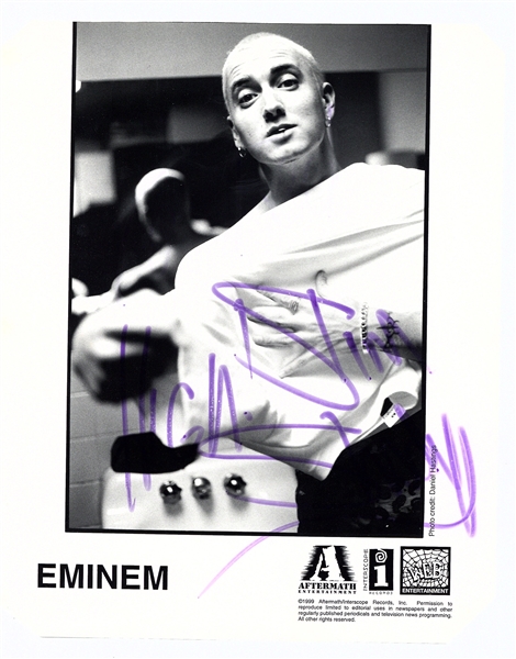 Eminem: Slim Shady Signed 8" x 10" Aftermath Photograph (Beckett/BAS Guaranteed)