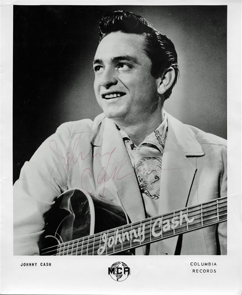 Johnny Cash Desirable Vintage Signed Columbia Records 8" x 10" Publicity Photograph (Beckett/BAS)