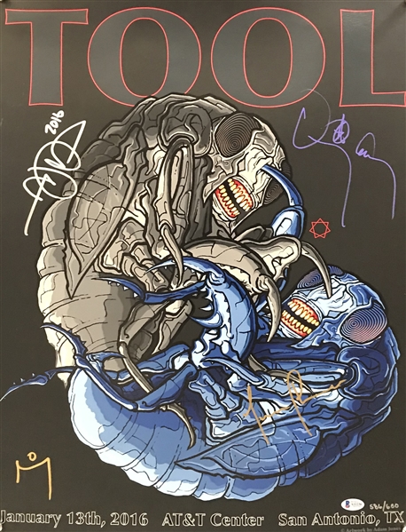 TOOL Group Signed 2016 Concert Poster w/ 4 Signatures! (Beckett)