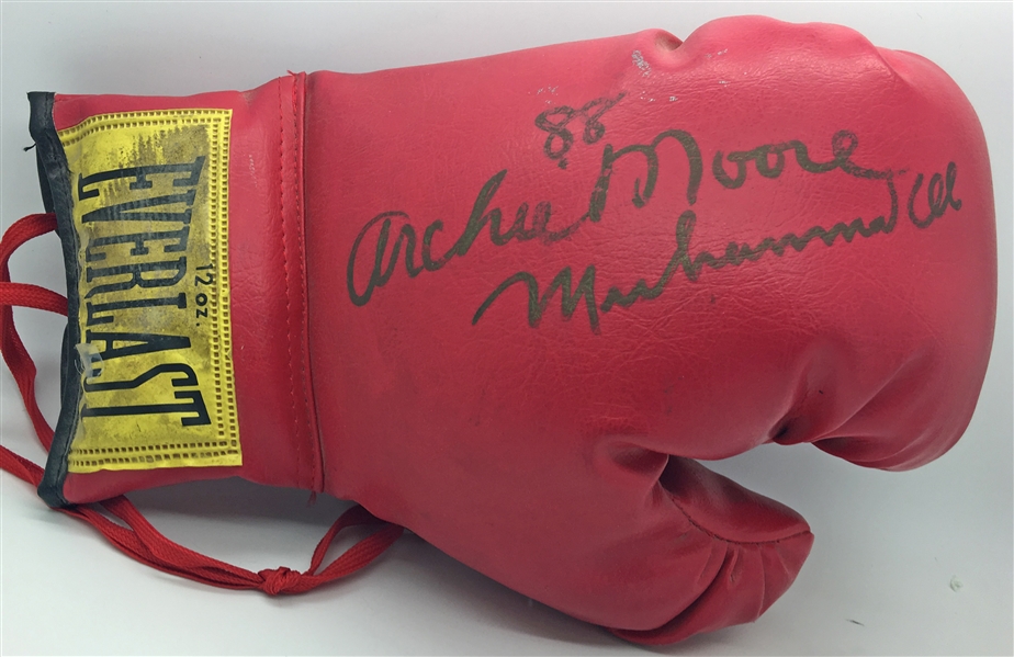 Heavyweight Legends: Muhammad Ali & Archie Moore Signed Everlast Boxing Glove (JSA)