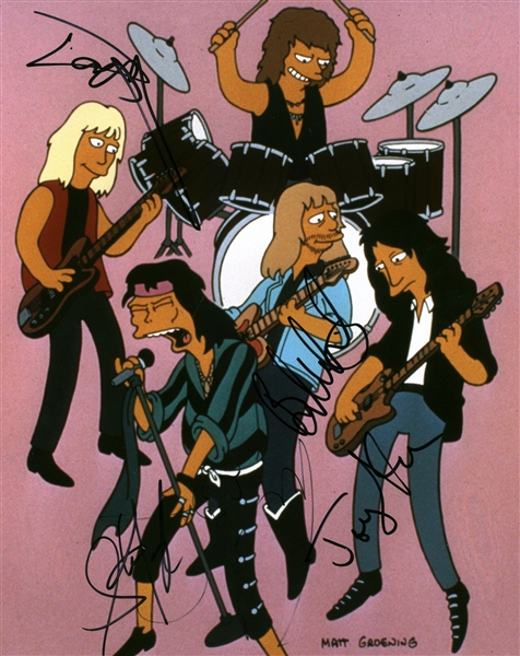 Aerosmith Group Signed 11" x 14" Simpsons Photograph (Beckett/BAS Guaranteed)