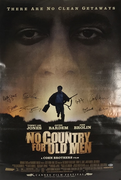 "No Country For Old Men" Rare Cast Signed 27" x 41" Movie Poster w/ Bardem, The Coen Brothers & Others! (Beckett)