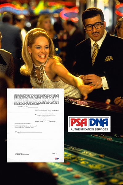 Casino: Sharon Stone Signed Loanout Agreement to Play "Ginger" in "Casino"! (PSA/DNA)