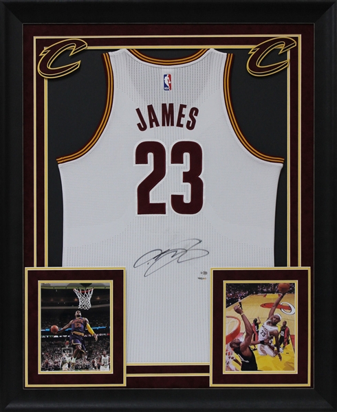 LeBron James Signed Cleveland Cavaliers Jersey in Custom Framed Display (Upper Deck)