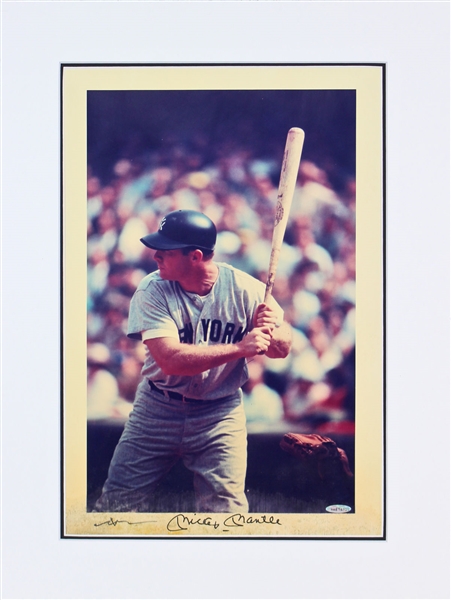 Mickey Mantle Signed 16" x 20" Matted Neil Leifer Photo (UDA)