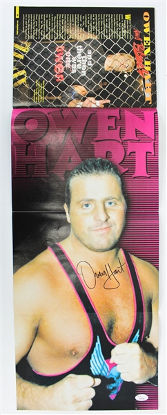 Owen Hart Signed Wrestlers Magazine Poster (JSA)