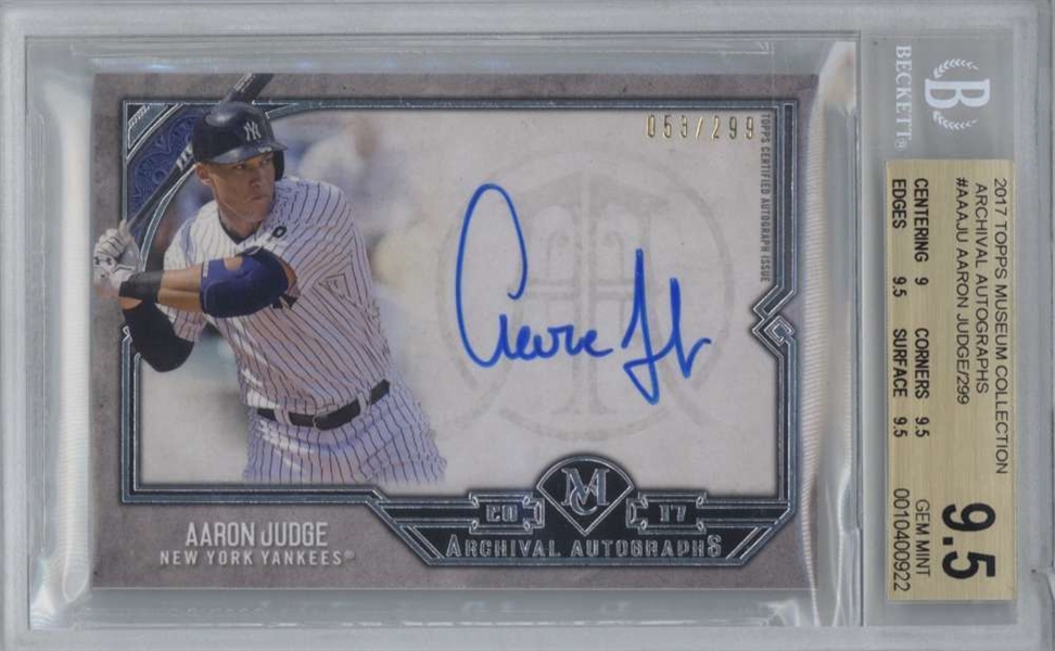 Aaron Judge Signed 2017 Topps Museum Collection Archival Autographs Card - BGS Graded 9.5