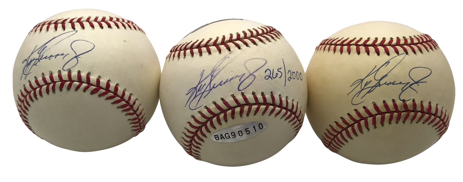 Lot of Three (3) Ken Griffey Jr. Signed Official Baseballs (Upper Deck & Steiner Sports)