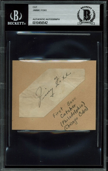 Jimmie Foxx Signed 1.25" x 3.25" Signature Cut w/ Rare EARLY "Jimmy Foxx" Autograph (BAS/Beckett Encapsulated)