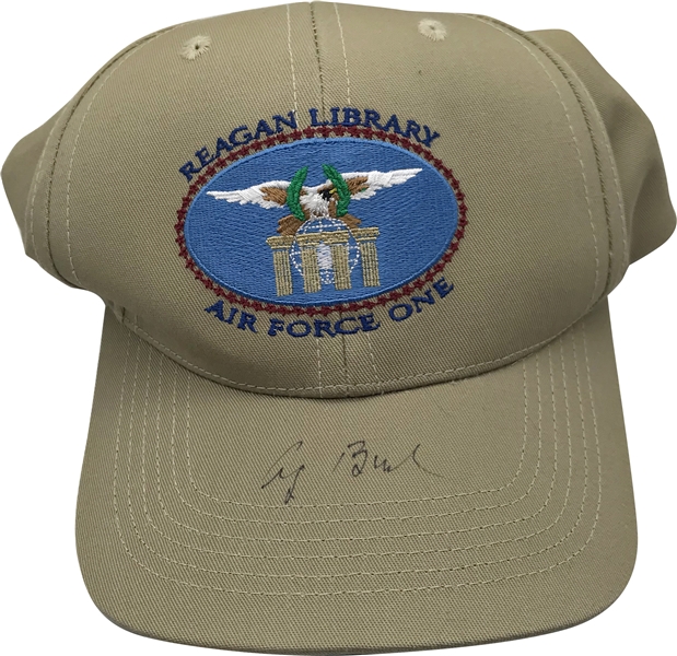 President George H.W. Bush Signed Reagan Library Hat (Beckett/BAS Guaranteed)