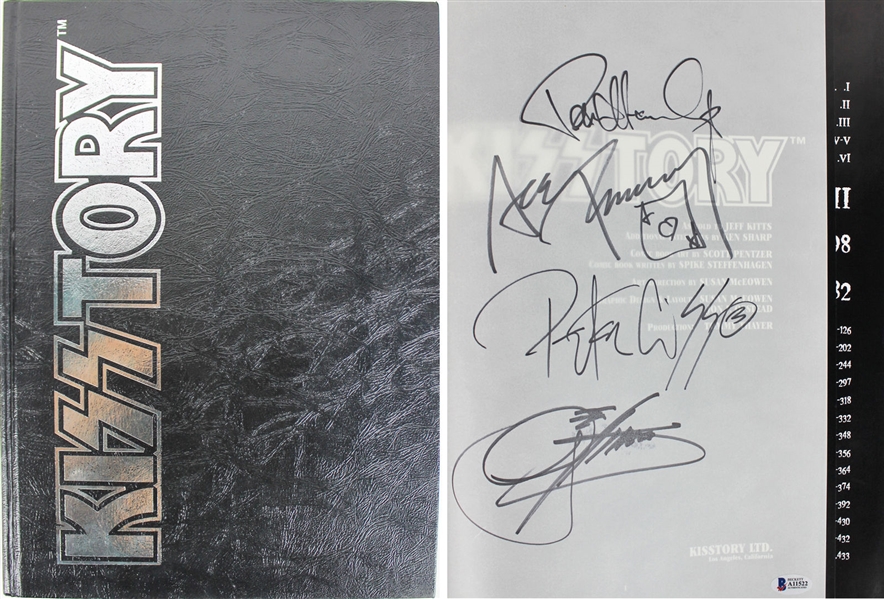 KISS Group Signed Hardcover Book - "KISStory" w/All 4 Original Members! (BAS/Beckett)