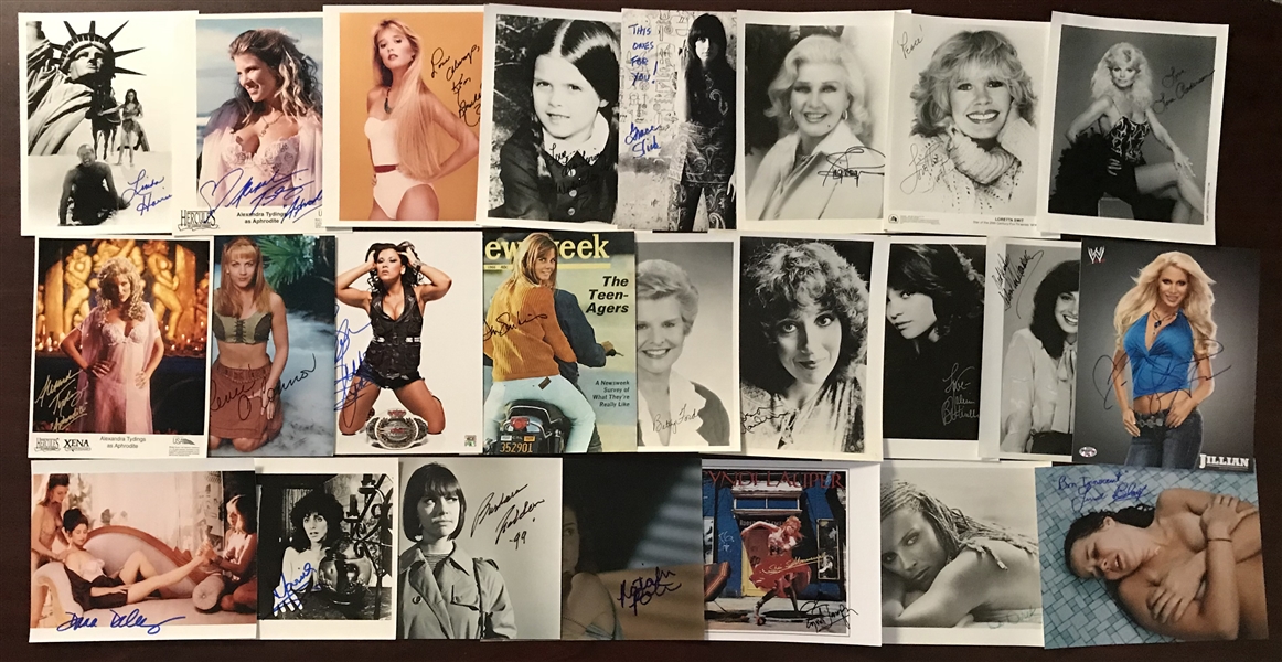 Lot of Thirty Five (35) Female Musicians & Entertainers Signed 8" x 10" Items w/ Lauper, Slick, Russell & Others (Beckett/BAS Guaranteed)