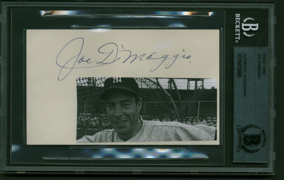 Joe DiMaggio Signed 2.5" x 4.5" Index Card (Beckett/BAS)