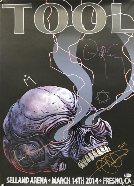 TOOL Group Signed 2014 Fresno 16" x 20" Poster w/ All Four Members! (Beckett/BAS)
