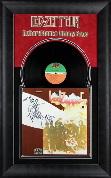 Led Zeppelin Group Signed "Led Zeppelin II" Record Album with Page, Plant & Jones in Custom Framed Display (BAS/Beckett)
