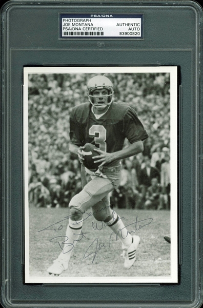 Joe Montana Vintage Signed 5" x 7" Notre Dame Photo w/ Rookie-Era Signature (PSA/DNA)