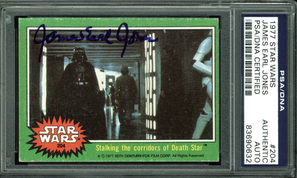 Darth Vader: James Earl Jones Signed 1977 Topps Trading Card #204 (PSA/DNA Encapsulated)