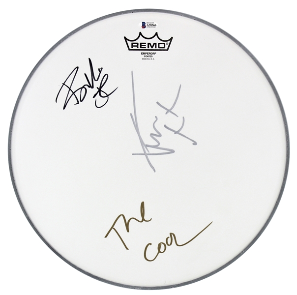 Green Day Group Signed Remo Drumhead (Beckett/BAS)